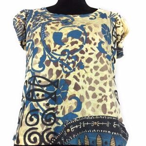 Bleu Top Embellished Rhinestone Studded Petite